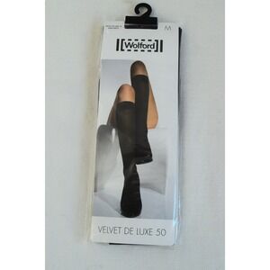 Wolford Velvet De Luxe 50 Knee Highs Black Medium Sheer Opaque